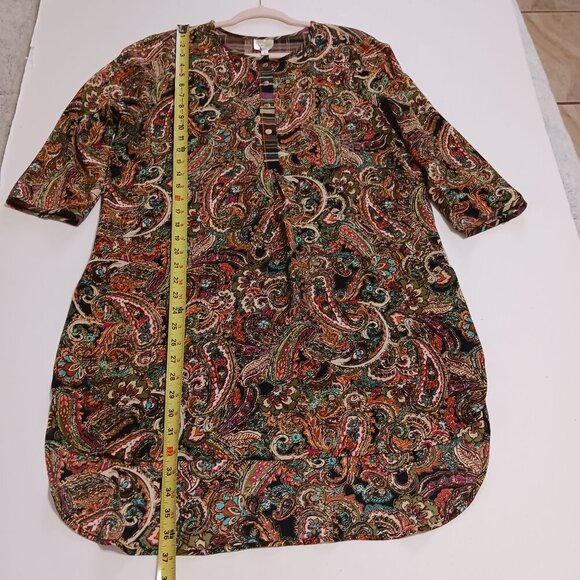 Fig and Flower Paisley Plaid Tunic Size Large Bohemian Boho - Picture 14 of 15